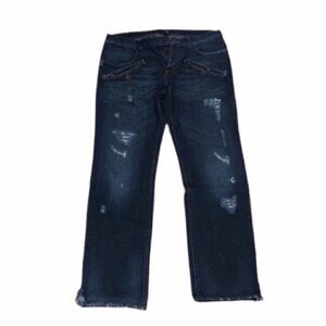 𝅺JUST Cavalli men dark blue straight leg distressed jeans size 33 47